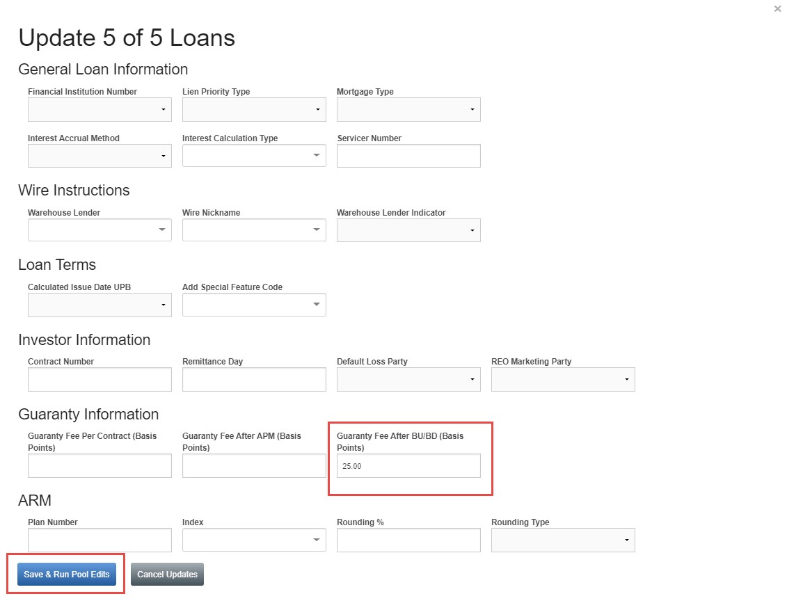 Loan Delivery Job Aids Scenario 3a Update All Same Guaranty Fee